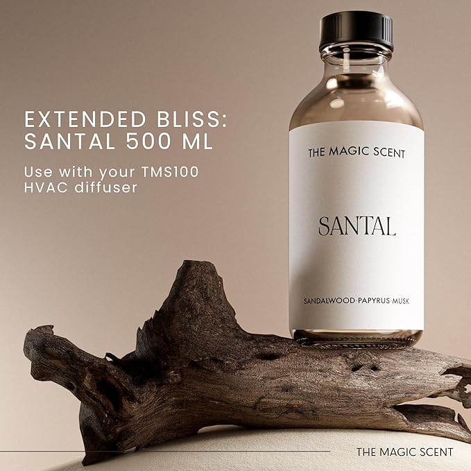 The Magic Scent Santal Diffuser Oil - Fragrance Oil Scent - Cold-Air & Ultrasonic Santal Essential Oil - Aroma Diffuser Oils Scents for Home - Sandalwood, Musk & Cardamom - 16.9 fl oz, 500 mL TheMagicScent