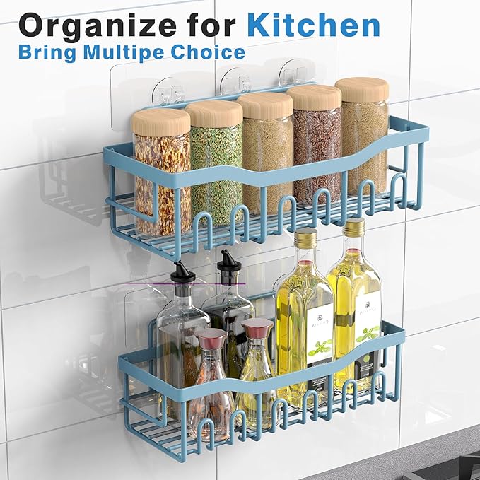 EUDELE Shower Caddy 2 Pack, Adhesive Shower Organizer for Home Decor & Kitchen Organizers, No Drilling, Rustproof Stainless Steel Bathroom Shelves - Bloomnest