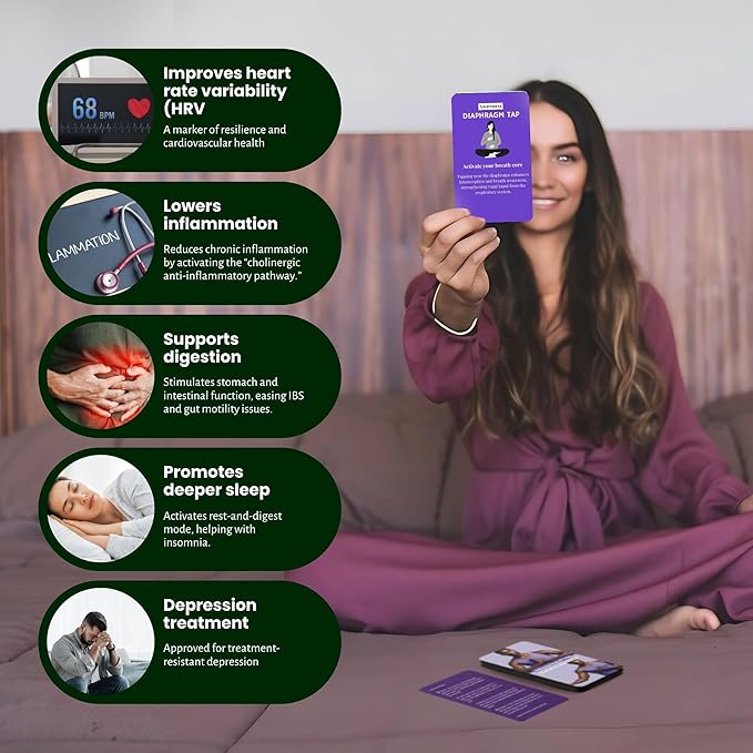 Vagus Nerve Deck 70 Exercise Cards for Vagus Nerve Reset and Stimulation Practices Non Electric Calming Toolkit for Anxiety Stress and Nervous System Support MomentumBoards