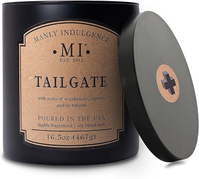 Manly Indulgence Tailgate Scented Candles for Men, 2 Wick, 16.5 oz Premium Soy Blend Wax, 60H Burn, Candles for Home Scented - Made in The USA - Bloomnest