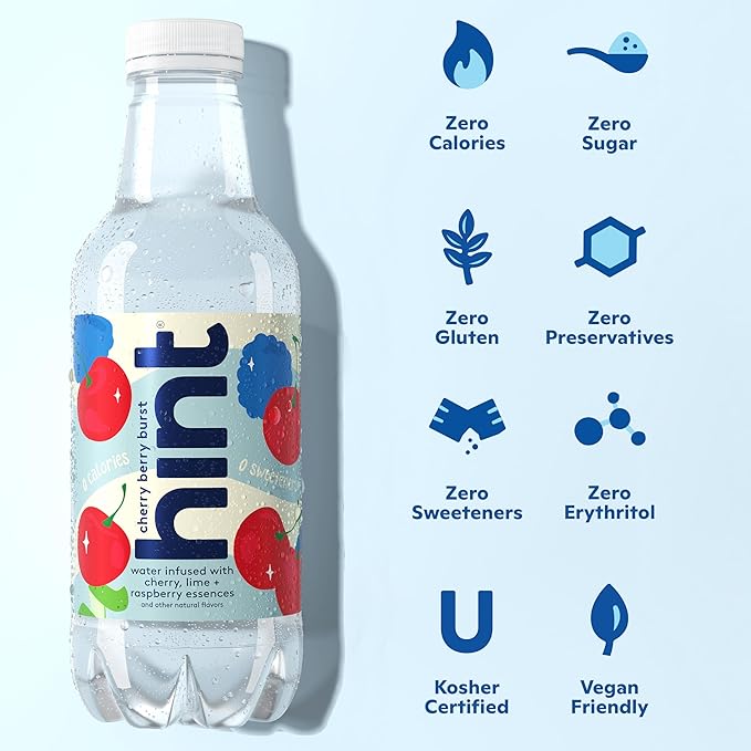 Hint Fruit-Infused Bottled Water, Summer Classics Variety Pack - Sugar Free Flavored Water with Zero Calories, Natural Fruit Essences, and No Artificial Sweeteners - 16 Fl Oz (Pack of 24) - Bloomnest