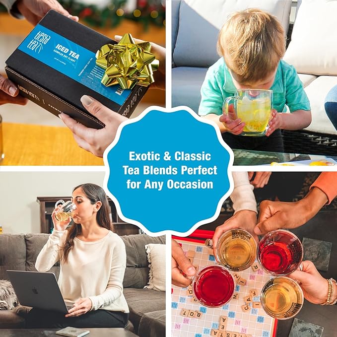 Tiesta Tea - Iced Tea Sampler Dry Flight Set, Loose Leaf, High to No Caffeine, Makes Cold Brew Iced Drink, Assorted Brew Sets with Herbal, Black, Fruit Blends & More, 8 Resealable Sample Pouches - Bloomnest