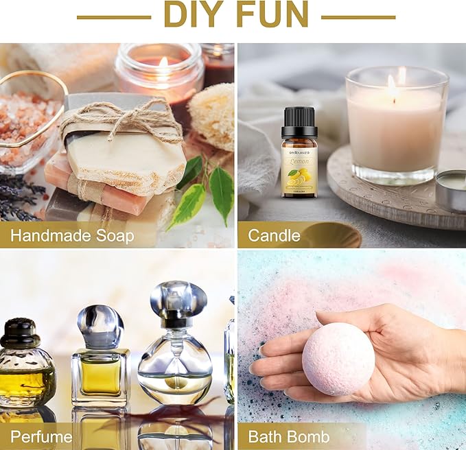 Lemon Essential Oil, Pure Organic Lemon Fragrance Oil for Diffuser, Humidifier, Soap, Candle, Perfume Sedbuwza