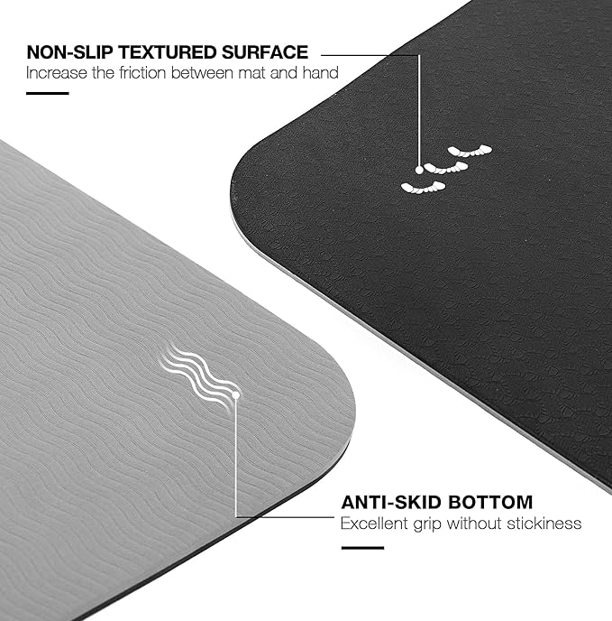 UMINEUX Large Yoga Mat for Men and Women 1/4 & 2/5 Inch Extra Thick TPE Fitness Mat for Home Gym Workout, Non-Slip, Eco Friendly Exercise Mat for Yoga, Pilates, Stretching, Meditation