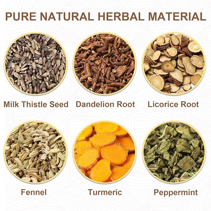 TEARELAE - Detox Tea, 30 Count Herbal Liver Detox Tea Bag - Milk Thistle Seed, Dandelion Root, Licorice Root, Fennel, Turmeric, Peppermint - Support Liver Function - Bloomnest