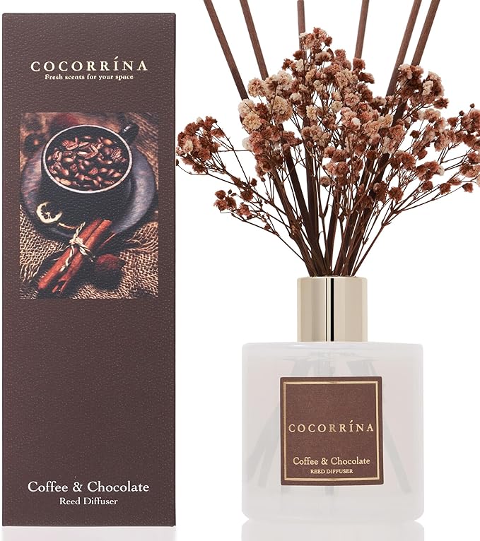 Cocorrína Reed Diffuser Sets - Coffee & Chocolate Scented Diffuser with Sticks Home Fragrance Reed Diffuser for Bathroom Shelf Decor - Bloomnest