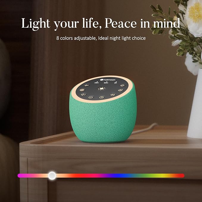 Hotmoon Sound Machine with 40 High-Fidelity Sounds, White Noise Sound Machine with Memory Functions, 8 Color Night Light, USB Power Supply, for Sleep & Noise Reduction Sleep Aid, Plug-in - Bloomnest