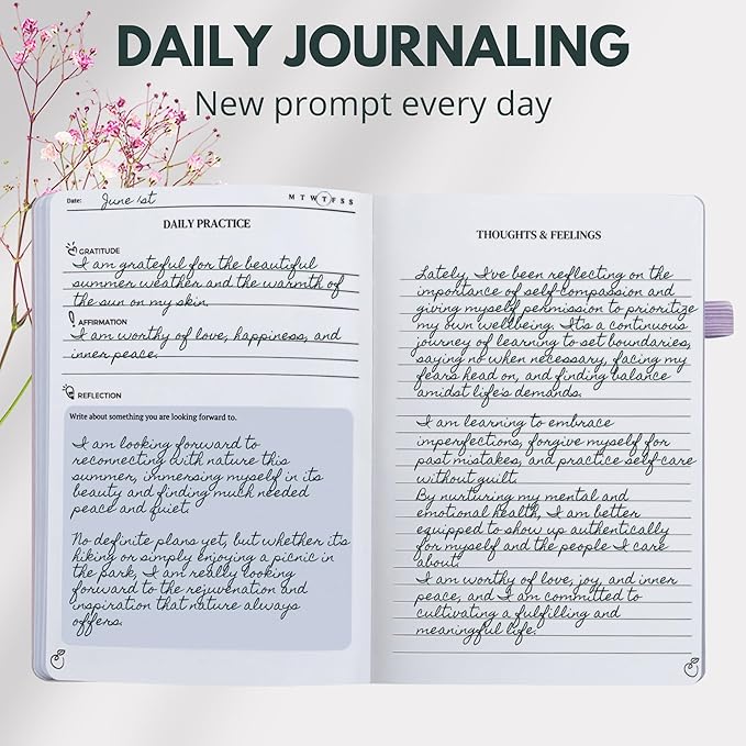 Life & Apples Journal for Women – Guided Mindfulness Journaling Notebook with prompts - for Improved Mental Health, Less Anxiety & Stress, More Positivity & Resilience – A5 Tune-in Lavender