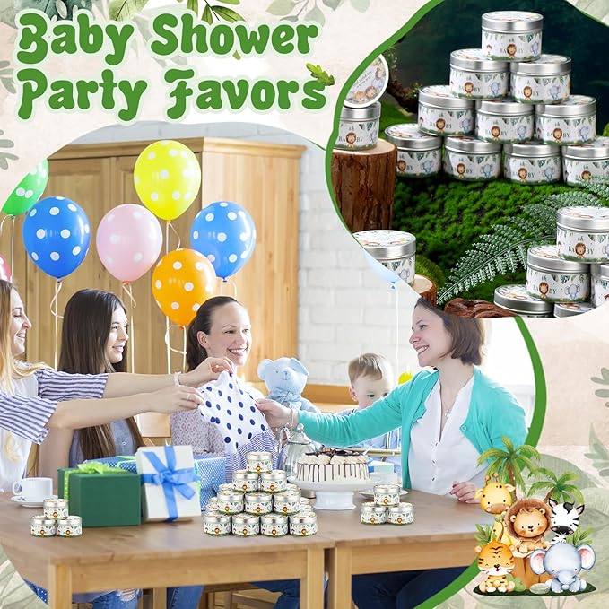 50 Pcs Baby Shower Party Favors Candles Lavender Scented Gender Reveal Gifts Bulk Candles for Favors Baby Shower Rustic Return Gifts(Jungle Animals) - Bloomnest