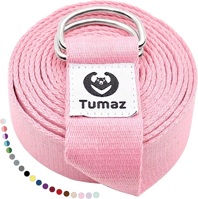 Tumaz Yoga Strap/Stretch Bands [15+ Colors, 6/8/10 Feet Options] with Extra Safe Adjustable D-Ring Buckle, Durable and Comfy Delicate Texture - Best for Daily Stretching, Physical Therapy, Fitness - Bloomnest