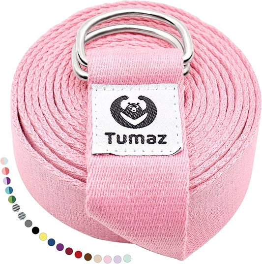 Tumaz Yoga Strap/Stretch Bands [15+ Colors, 6/8/10 Feet Options] with Extra Safe Adjustable D-Ring Buckle, Durable and Comfy Delicate Texture - Best for Daily Stretching, Physical Therapy, Fitness - Bloomnest