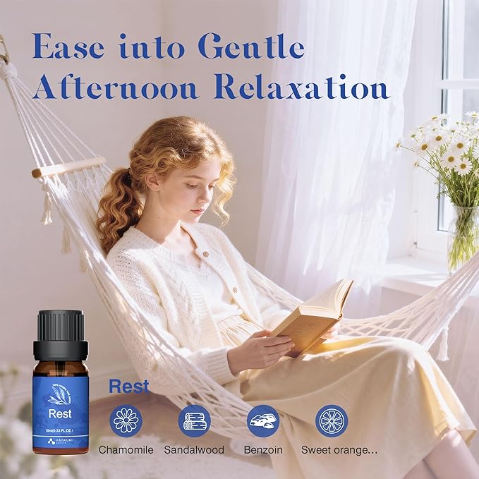 ASAKUKI Essential Oils, Essential Oil Blends Set for Diffusers, Humidifiers, Candle Making, Aromatherapy-Breathe, Uplift, Sensual, Rest, Unwind, Balance, 6 * 10ml - Bloomnest