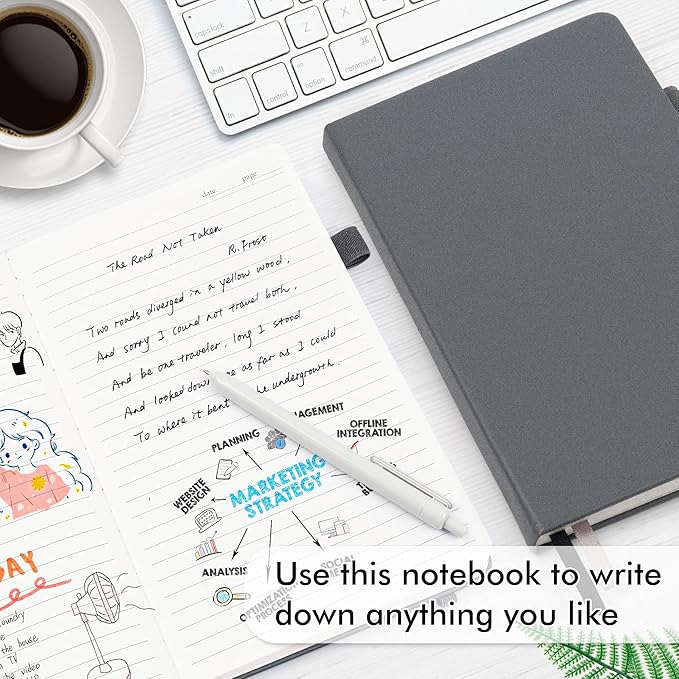 12 Pack Notebooks Journals Bulk with 12 Black Pens, Feela A5 Hardcover Notebook Classic Ruled Journal Set with Pen Holder for School Business Work Travel Writing, 120 GSM, 5.1”x8.3”, Gray - Bloomnest