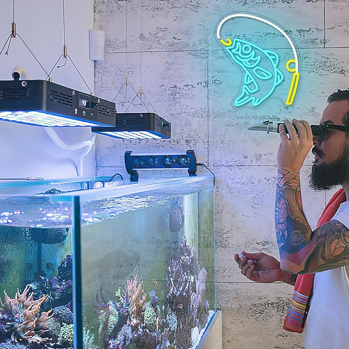Fishing Neon Sign for Wall Decor Fish Neon Light Fishing Hook Neon Light Sign Go Fishing LED Light for Fishing Shop Fishing Gear Store Fisher Club Room Man Cave - Bloomnest