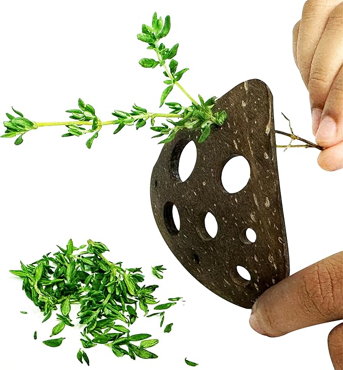 All-Natural Herb Stripper Tool for Fresh Herbs | 9-Hole Kale, Rosemary and Thyme Peeler | Eco-Friendly Kitchen Gadget | Metal & Plastic Free Herb Stripping Tool for Cilantro, Basil, Chard & More - Bloomnest