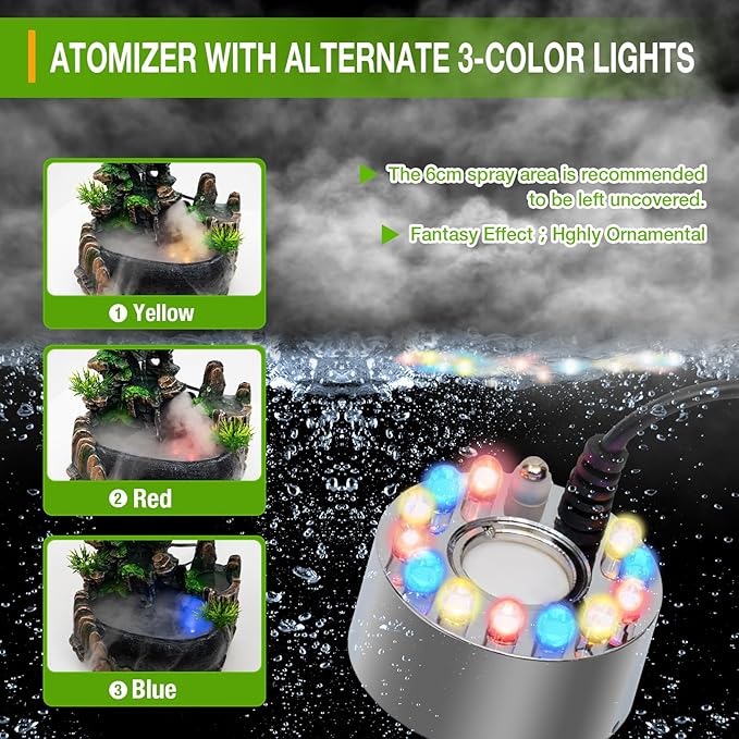 Rockery Stream Tabletop Fountain with Atomizer,Water Pump,LED Light Zen Meditation Indoor Waterfall Feature Indoor Relaxation Desktop Fountain for Home Office Bedroom Decoration (A) - Bloomnest