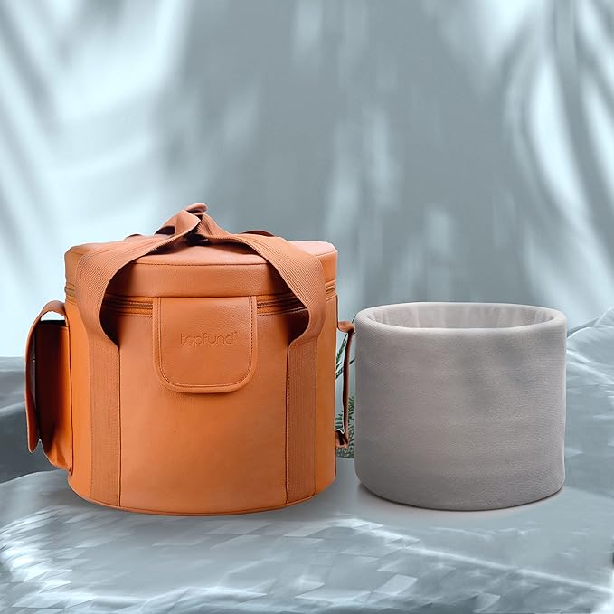 TOPFUND 8 inch Artificial Leather Carry Case for Crystal Singing Bowl Carrying Bag with 6" Sponge Padded Sleeve - Bloomnest