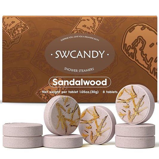 Aromatherapy Shower Steamers Birthday Day Gifts Sandalwood - Swcandy 8 Pcs Bath Bombs Birthday Gifts for Women, Shower Bombs with Essential Oils, Relaxation Home SPA for Women Who Has Everything - Bloomnest
