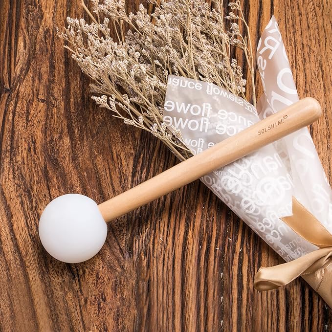 SOLSHINE Crystal Singing Bowl Mallet - Wooden Healing Striker with Rubber Tip for Sound Therapy, Yoga Meditation, Chakra Balancing & Energy Cleansing Tools - Bloomnest