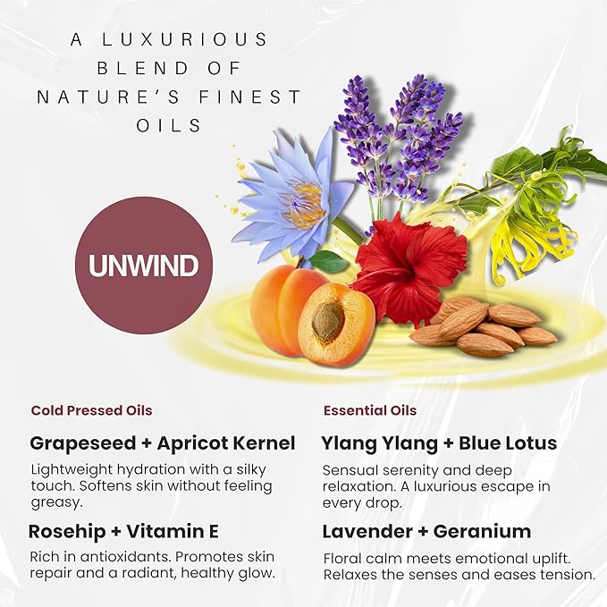 Luxurious Massage Oil with Rosehip,Apricot & Vitamin E by Enhanced Essentials|Scented with Pure Essential Oils only|Silky, Fast-Absorbing,Relaxing Formula|Non-Greasy & Nourishing|500ml (16.9 fl oz)