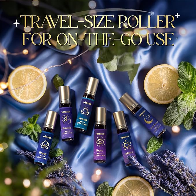 ARVIDSSON Essential Oils Roll On Set, Natural Self Care Essential Oil Blends Gift for Women - Sweet Dream, Unwind, Breahte, Balance, Focus, Happy, Aromatherapy Oil Roller for Body, Massage ARVIDSSON