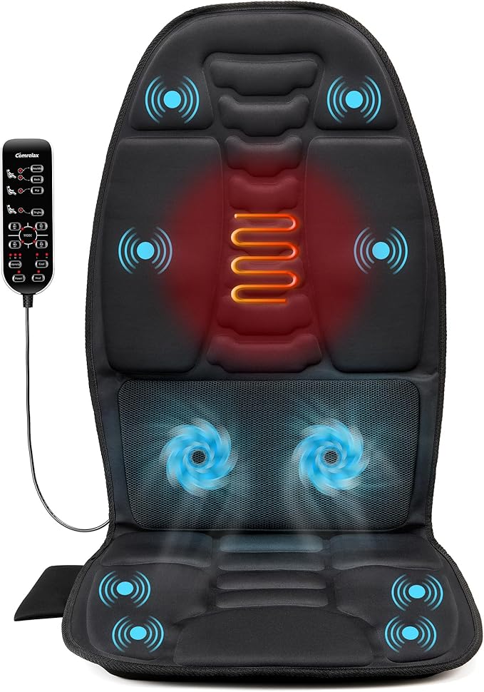 Back Massager with Heat, Massage Chair Pad for Pain Relief Deep Tissue, Portable Massage Seat Cushion for Home Office Use, Gifts for Men Women - Bloomnest