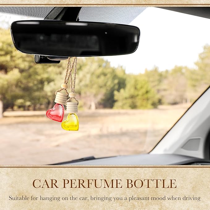 50 Pcs 6ml Hanging Car Air Freshener Car Diffuser Bottle Empty Glass Perfume Heart Love Bottle Freshener Diffuser Pendant Valentine's Day Essential Oil Fragrance Aromatherapy Ornament (Multicolor) - Bloomnest