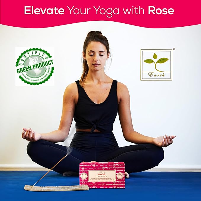 Satya Rose Incense Sticks, Satya Bng Insenses 15gmx12 Pack with Raajsee Incense Holder Bundle, Satya Nagchampa Natural Incense - Bloomnest