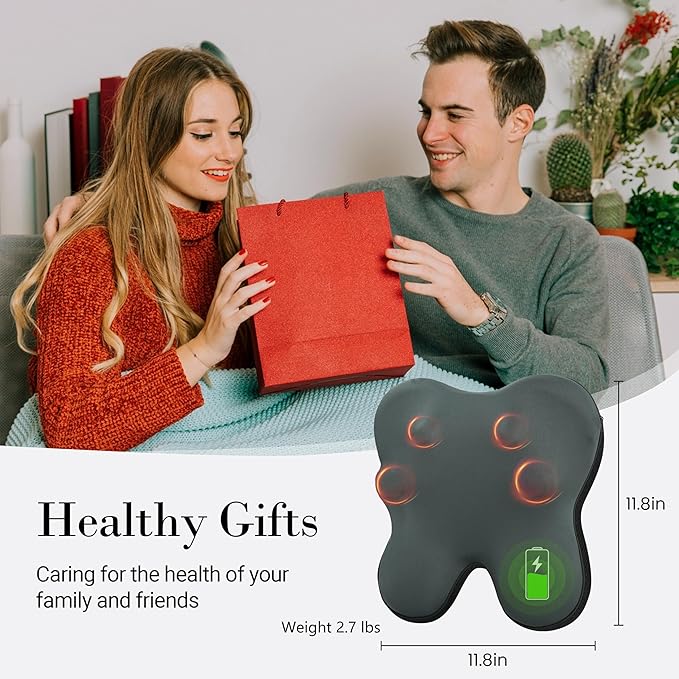 Back Massager with Heat, FSA Eligible HSA Eligible Cordless Shiatsu Neck Massager for Muscle Pain Relief, Kneading Massage Pillow for Neck, Back, Shoulder, Gifts for Women Men - Bloomnest