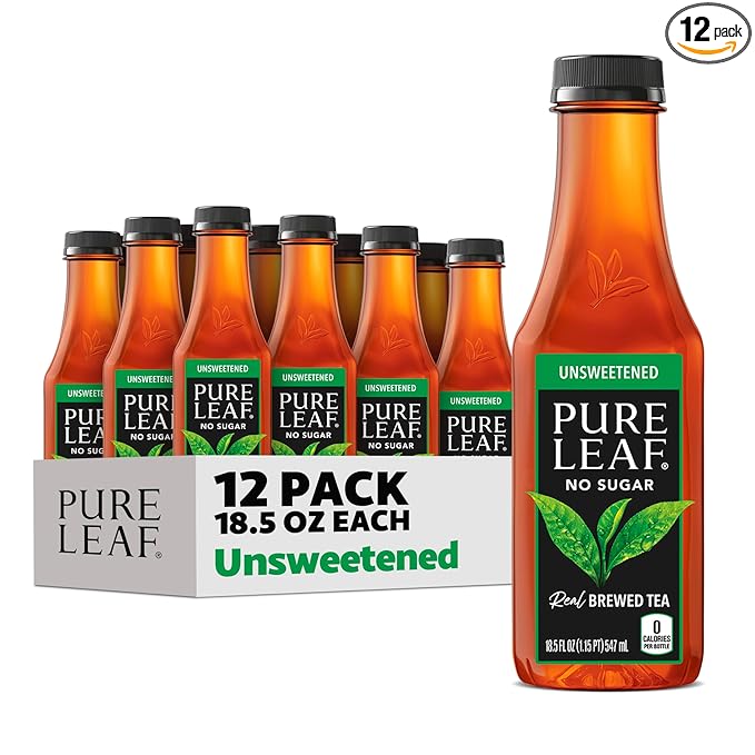 Pure Leaf Iced Tea, Unsweetened Real Brewed Tea, Zero Sugar & Zero Calories, 18.5 Fl Oz (Pack of 12) - Bloomnest