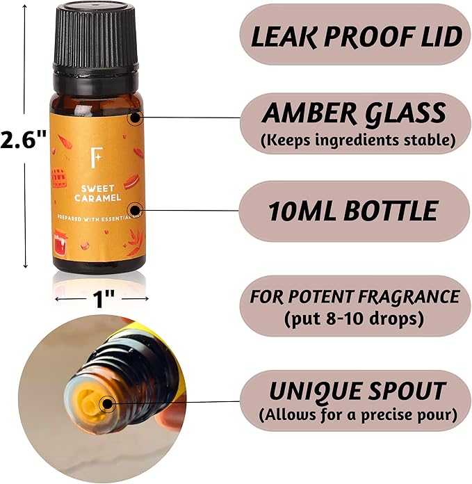 Folkulture Essential Oils for Diffuser Oil | Fall Essential Oils Set of 6 x 0.34 fl oz | 60 ml Fragrance Oil | Diffuser Oils Fall Scents for Home | Vanilla Essentials Oils - Pumpkin Spice - Bloomnest