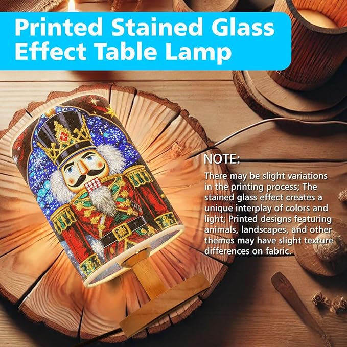 Nutcracker Table Lamp LED 3-Color Pressed Bedside for Merry Christmas, Nutcracker Shade Christmas Table Lamp with Wood Base for Bedroom Living Room Desk Office - Bloomnest