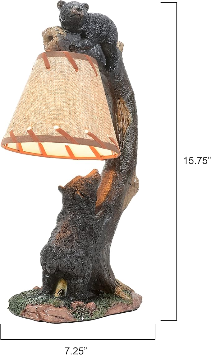 BLACK FOREST DECOR - Tree Climbing Bears Accent Lamp for Cabin, Living Room, Nightstand, Desk - Vintage Rustic Home Décor - 15.75" x 7.25" x 5.5" - Bloomnest