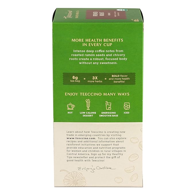 Teeccino French Roast Herbal Tea - Rich & Roasted Herbal Tea That’s Caffeine Free & Prebiotic for Natural Energy, Coffee Alternative, 25 Tea Bags (Pack of 3) - Bloomnest