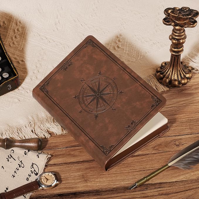 AHGXG Thick Journal Blank Notebook for Men - 320 Numbered Pages A5 Notebook for Writing, 100gsm Plain Paper, Vintage Leather Hardcover, for Women Work Office School, 5.75'' X 8.38''- Brown - Bloomnest