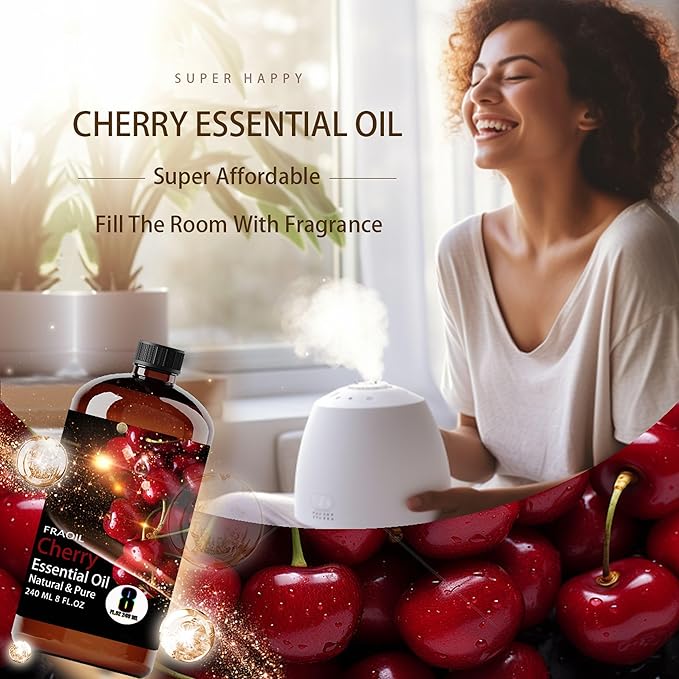 Cherry Essential Oil, Cherry Oil 8 Fl Oz 240ML for Diffuser Humidifier Yoga Cleaning DIY Candle Soap Making Perfume Gift for Women Essential Oils - Bloomnest