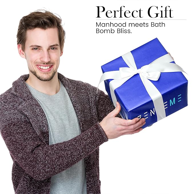 Bath Bombs for Men - Mens Relaxing Bath Bombs Gift Set - Organic with Masculine Scents for Him - 2.5 Oz Each - Gift Set of 8 Scented with Natural Essential Oils for Boyfriend, Husband or Father - Bloomnest