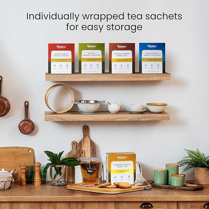8 Wonders of Tea - Pure Leaf Tea, 56 Pyramid Tea Bags in Individual Scahets | 8 Flavors - Sampler Set | Healing - Magical Blends, for Natural Detox, Energy, Good Sleep & Relaxation - Bloomnest