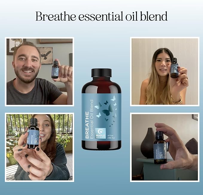 Breathe Essential Oil for Diffuser - Invigorating and Refreshing Breathe Essential Oil Blend with Eucalyptus Peppermint Tea Tree and Mint for Diffusers for Home and Shower Aromatherapy (4 Fl Oz) - Bloomnest