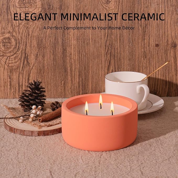 Viyffo Fall Candles - Pumpkin Spice, 3 Wick Large Scented Candle, 20oz Soy Candles for Women & Men, Non Toxic Aromatherapy Candle, Ceramic Velas Perfect for Autumn Home Decor & Gift - Bloomnest