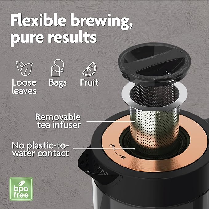 Vianté Luxury Tea Set. Electric Kettle with Infuser for Loose Leaf And Ceramic Serving Set. Teapot and Cup Set with Wooden Tray. Excellent Gift Idea For Tea Lovers. - Bloomnest