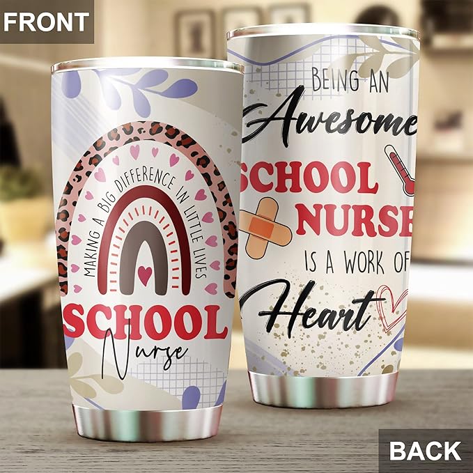 Stainless Steel 20oz Tumbler, Funny School Nurse Appreciation Gifts - Bulk For Birthday, Christmas, Nurses Day Gifts For Women, Men - Coffee Cup - Bloomnest