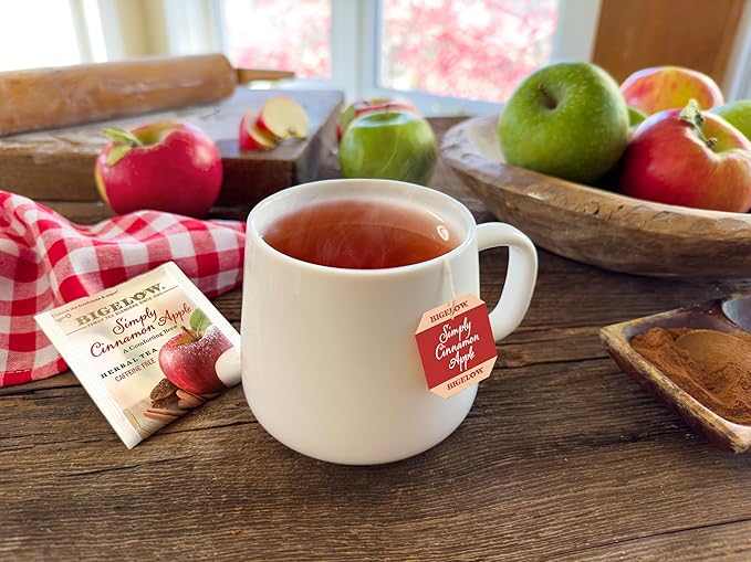 Bigelow Tea Simply Cinnamon Apple Herbal Tea, Caffeine Free (Pack of 6), 108 Total Tea Bags - Bloomnest