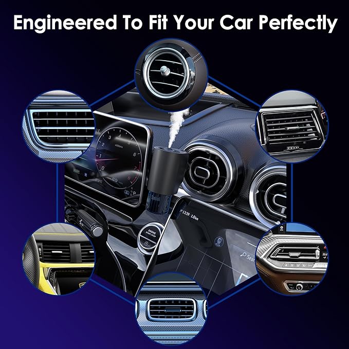 Car Air Freshener, 5 Scents, 10 Refills, Smart car Air Freshener for Vent Clips, Auto On/Off, Three Spray Modes, Car Fresheners Long Lasting (1Pack) - Bloomnest