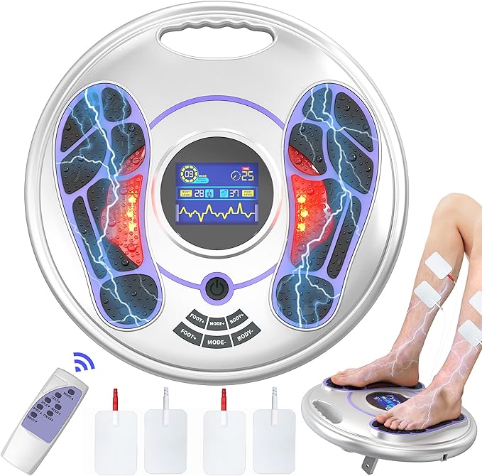 EMS Foot Massager for Neuropathy, NMES Foot Stimulator for Neuropathy Feet Massager for Circulation and Pain Relief EMS with TENS Unit Muscle Stimulator Pads - Bloomnest