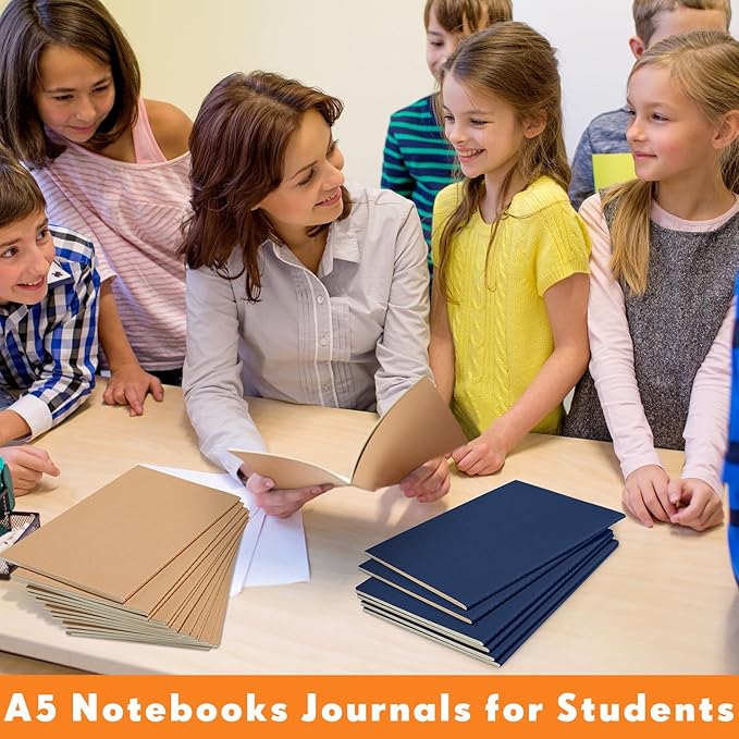 Mimorou 100 Pcs Journals Notebooks Bulk - Kraft Softcover A5 Small Notebooks 5.5 Inch x 8.3 Inch Notepads with 60 Page 30 Sheet for Writing Sketch Travel Office Supplies(Brown, Navy,Lined) - Bloomnest