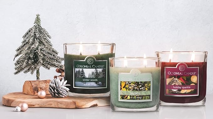 Colonial Candle Bayberry Scented Jar Candle, 2 Wick, 3.5 oz, Mottled Wax Candle - Bloomnest