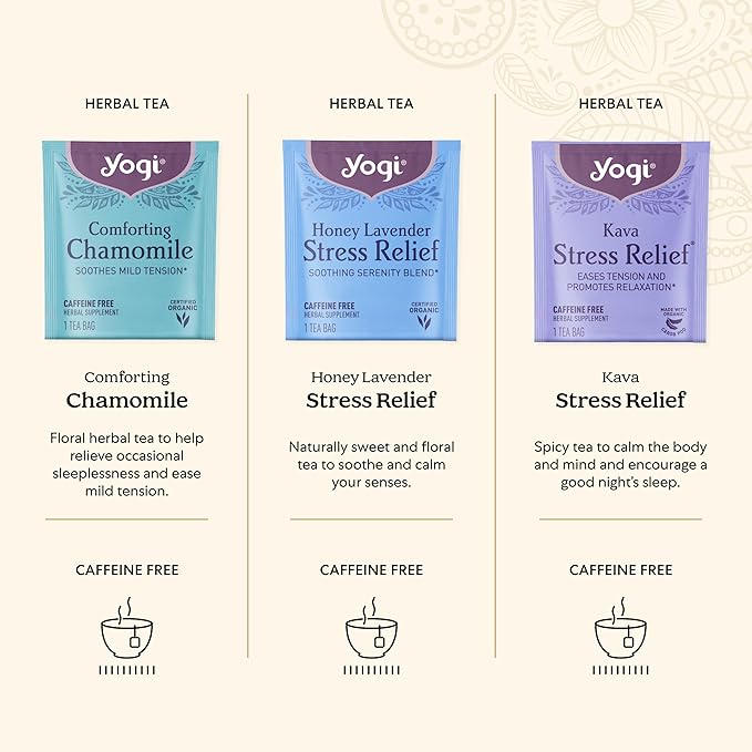 Yogi Relaxation Sampler Box (32 Tea Bags) - 8 Favorite Herbal Teas for Stress Relief & Sleep - Organic & Caffeine Free - Bloomnest