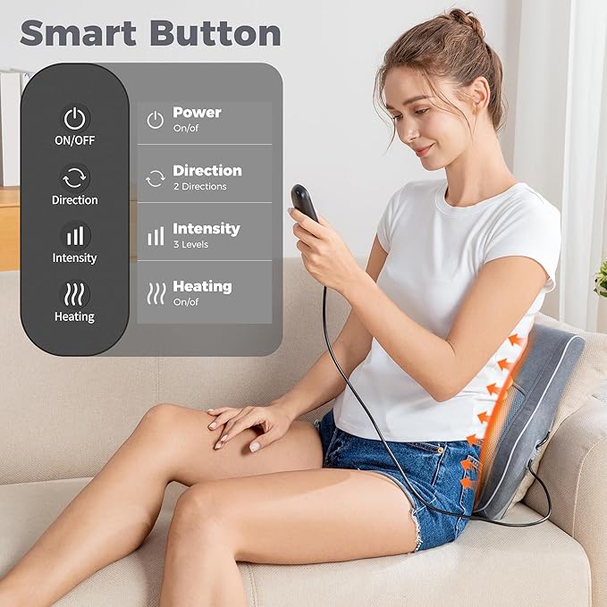 Brelley Shiatsu Neck and Back Massager with Heat, Deep Tissue Kneading Massage Pillow, Electric Massagers with Bi-Directional Rotating Head for Neck, Back, Shoulders, and Legs - Bloomnest