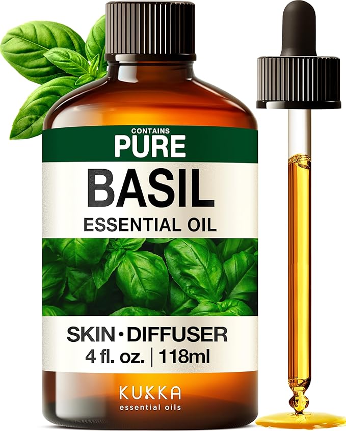 KUKKA Basil Essential Oils - 4 Fl Oz - for Hair, Skin, Diffuser, Aromatherapy & DIY Soap Making Scent - Bloomnest